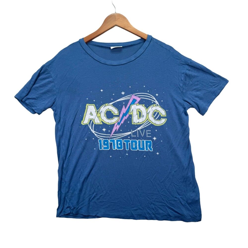 ACDC Intergalactic Space Live Tour 1978 Adult Shirt Galaxy Stars Rock Concert S